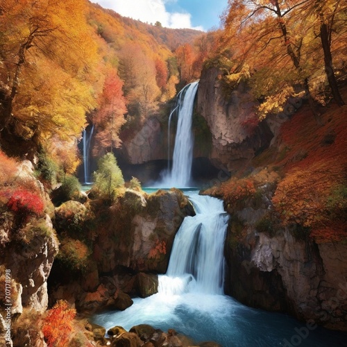 waterfall in autumn