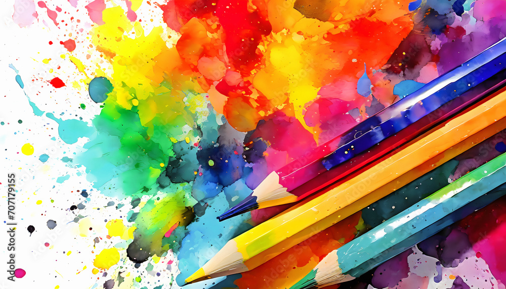 Lively colored pencils - obrazy, fototapety, plakaty 