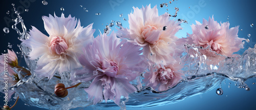 Elegant cornflower bloom in water.