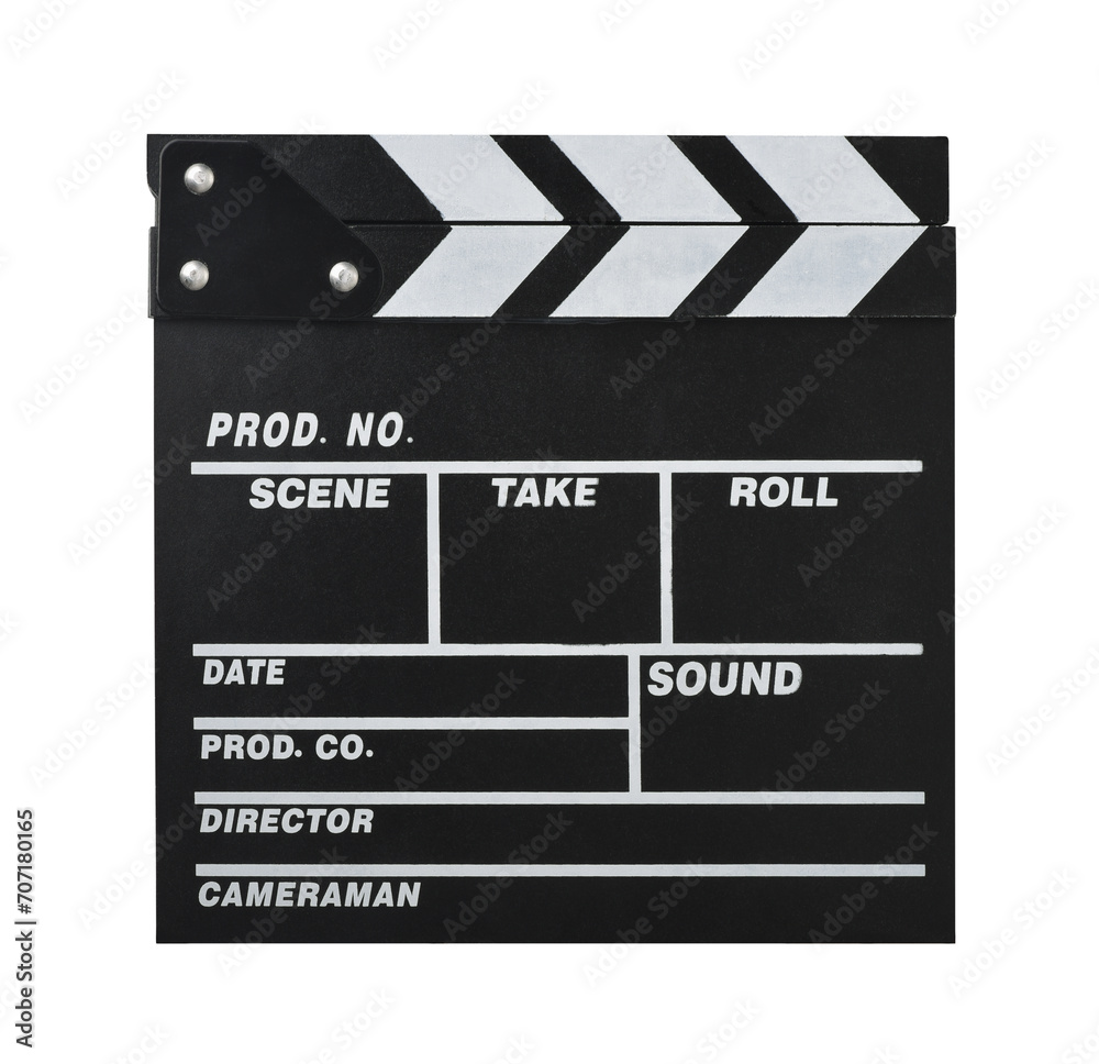 Front view of blank film clapperboard
