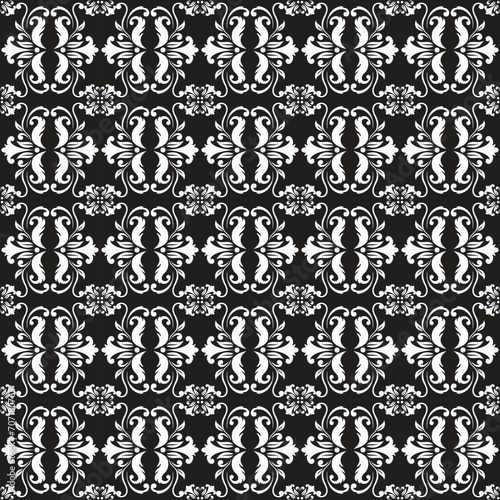 Black and white arabic geometric seamless pattern, vector background, texture 
