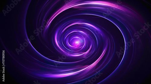 A digital vortex of neon swirls converging into a mesmerizing center against a dark purple background.