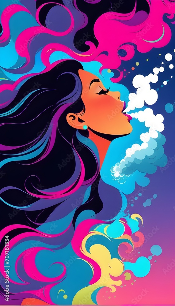 Girls With Smoke Illustration Colorful Art Generative Girls With Smoke Illustration Colorful Art Generative