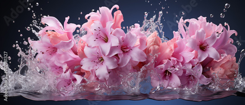 Elegant hyacinth bloom in water splashes and vivid contrast.