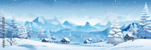 Animated Snowy Scene with Houses and Trees for Digital Illustration and Creative Backgrounds © Sandris_ua