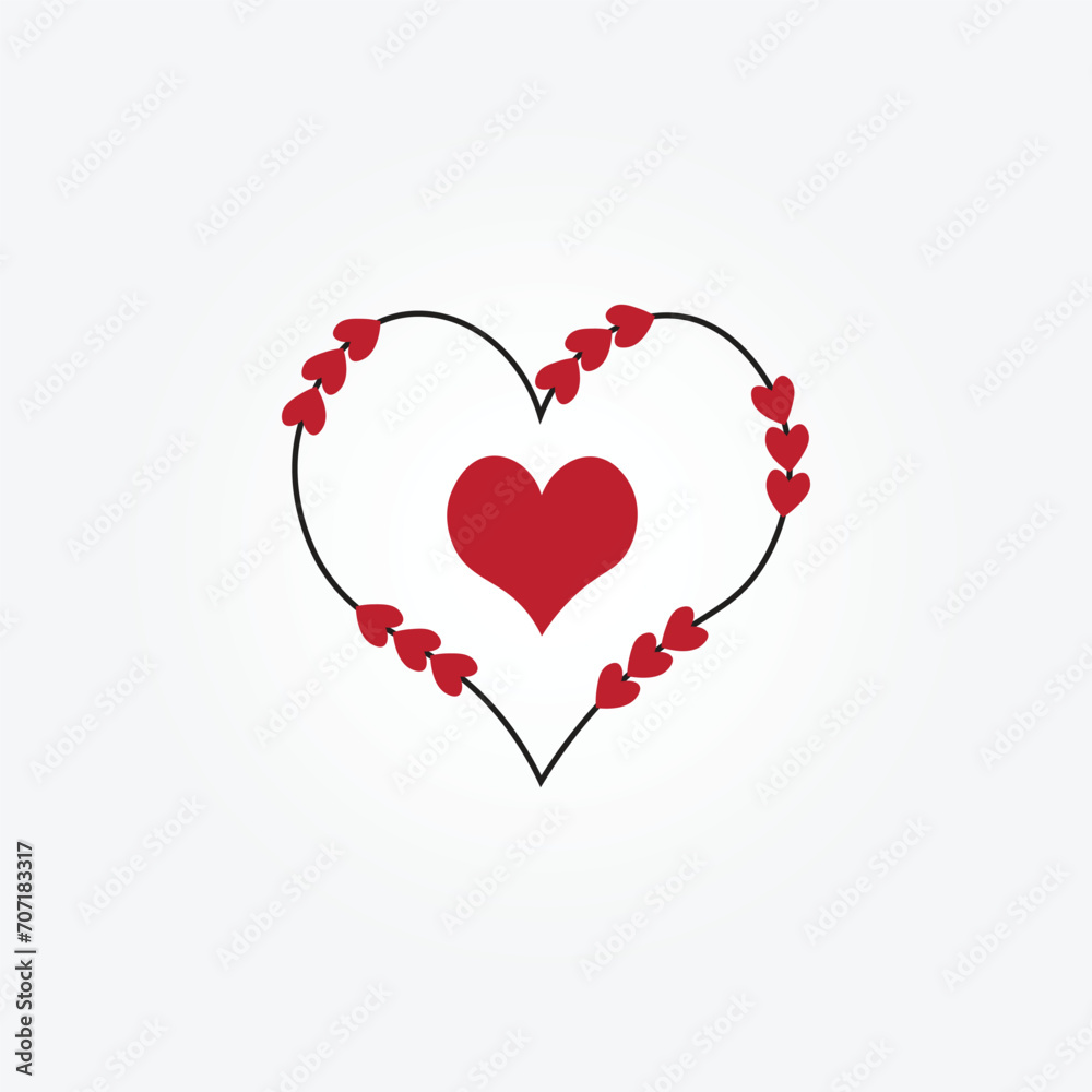 valentine with love and heart logo vector illustration design