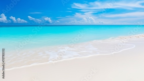 Tropical beach with palm trees during a sunny day A calm and sunny place to rest and dream beach ocean clear clean sand coast beach and tree leaf background