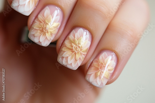 Dahlia flower nail art. 