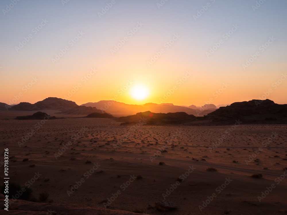 Journeys in the Wadi Rum desert in Jordan, between mountains and camels
