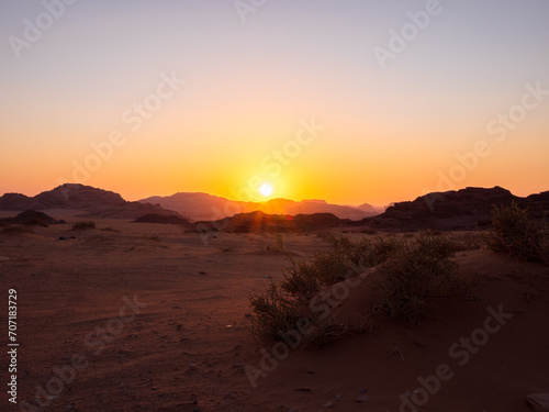 Journeys in the Wadi Rum desert in Jordan  between mountains and camels