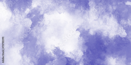 Abstract light sky blue background with white aquarelle sky and clouds. Aquarelle paint paper textured canvas for text design Light violet watercolor background. Grunge smooth light sky 