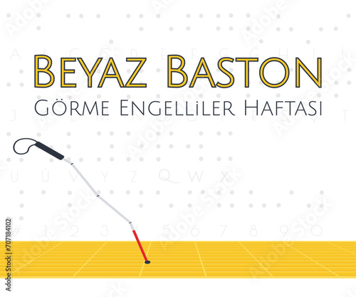 Visually impaired week concept vector illustration. White cane international safety week background. Translate: White Cane Blind Week.