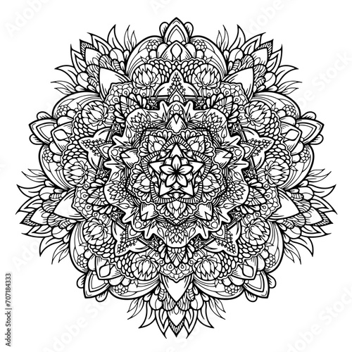 vector mandala template for design and print, coloring sheet, oriental motifs and floral elements