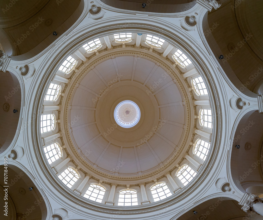 view of the interior of the dome of St. John the Baptist Church on Gozo Island in Malta