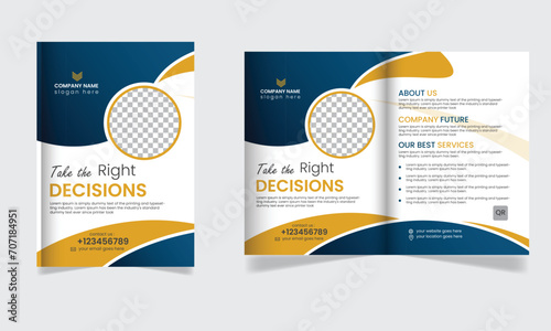 vector modern corporate business bi fold brochure template.