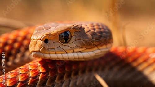 Close-up of the head of a snake with bokeh mode