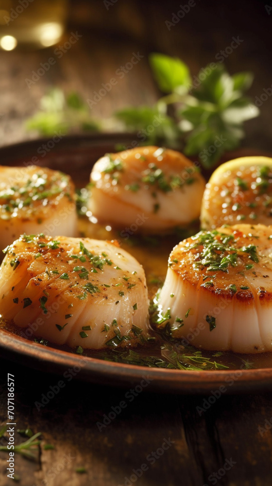 Fried scallops with spices on a dark
background. Homemade food, restaurant. Very tasty and healthy. Fried scallops with spices on a dark
background. Homemade food, restaurant. Very tasty and healthy.