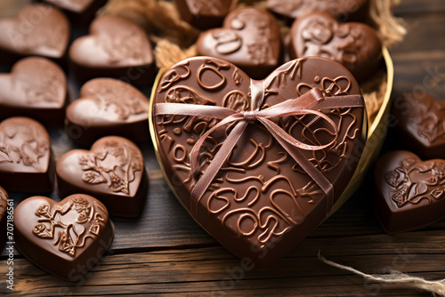 Heartshaped Swiss chocolate bonbons © jimenezar