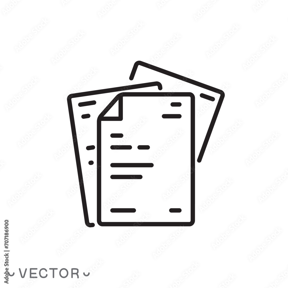 paper icon, note blank, contract form, document file, paperwork, thin line symbol isolated on white background, editable stroke eps 10 vector illustration paper icon, note blank, contract form, document file, paperwork, thin line symbol isolated on white background, editable stroke eps 10 vector illustration