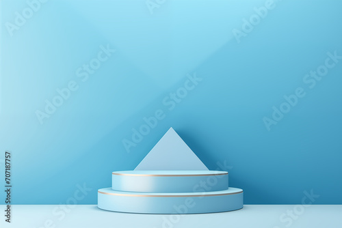 Winner podium mockup on blue background  3d rendering  3d illustration