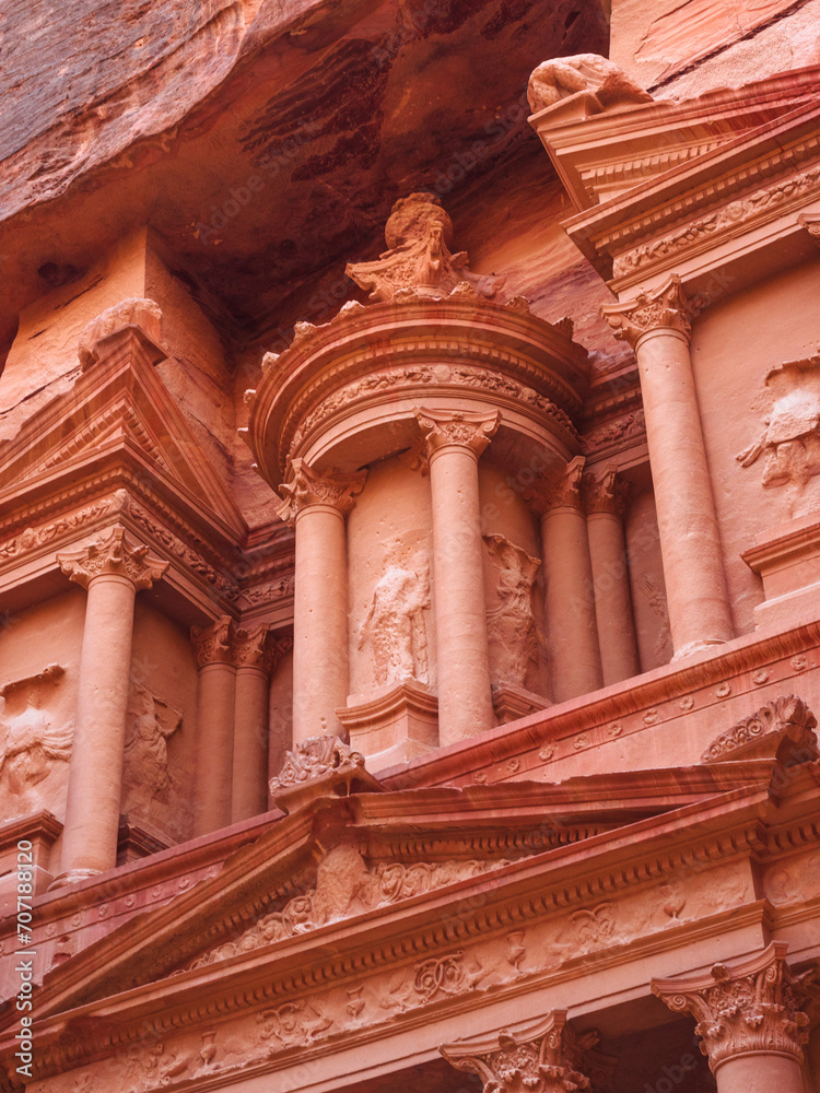 Welcome to Petra, the Treasury, also called Khazneh historical and touristic monument in Jordan Welcome to Petra, the Treasury, also called Khazneh historical and touristic monument in Jordan