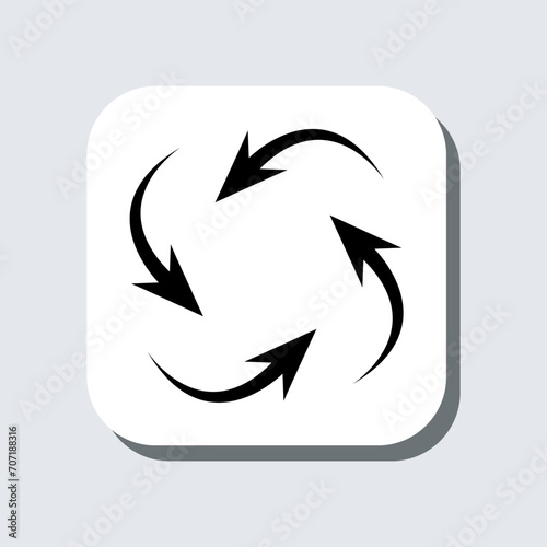 Repeat icon vector. Recycle sign symbol in trendy flat style. Rotation vector icon illustration in square isolated on gray background