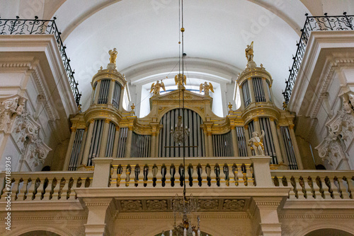 Warsaw, Poland. Organ inside the Church of the Holy Cross (Bazylika Swietego Krzyza)