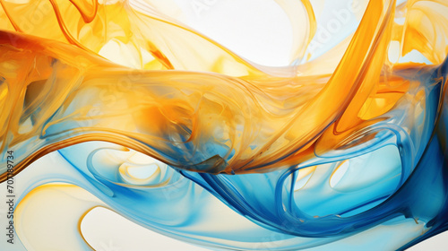 Dynamic swirls of amber and cerulean intertwining in a dance of color, creating a liquid masterpiece with incredible high-definition clarity.