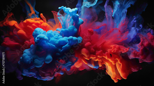 Explosions of ruby red and electric blue colliding, producing a liquid masterpiece with incredible high-definition clarity and vivid detail.