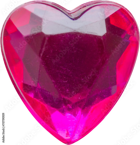 Картината върху платно pink heart shape crystal valentines day symbol sticker isolated on white backgro