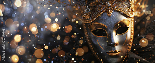 Neoclassic Mardi Gras mask on a black background © Ringo