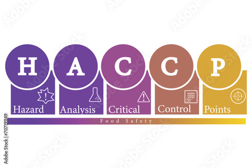 HACCP - Hazard Analysis and Critical Control Points concept vector illustration. Introduction to HACCP standard. Diagram of HACCP. Illustration banner with icons. Food safety concept