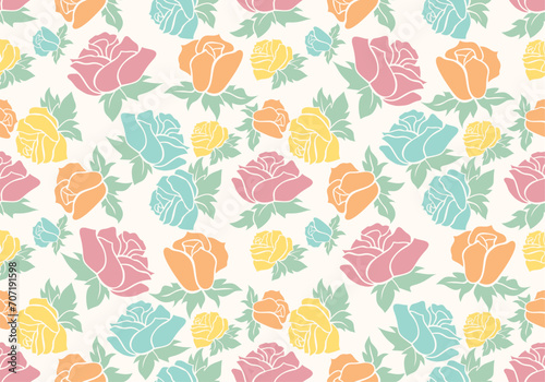 Seamless retro background with roses