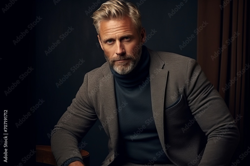 Portrait of a handsome mature man with a beard. Men's beauty, fashion. Portrait of a handsome mature man with a beard. Men's beauty, fashion.