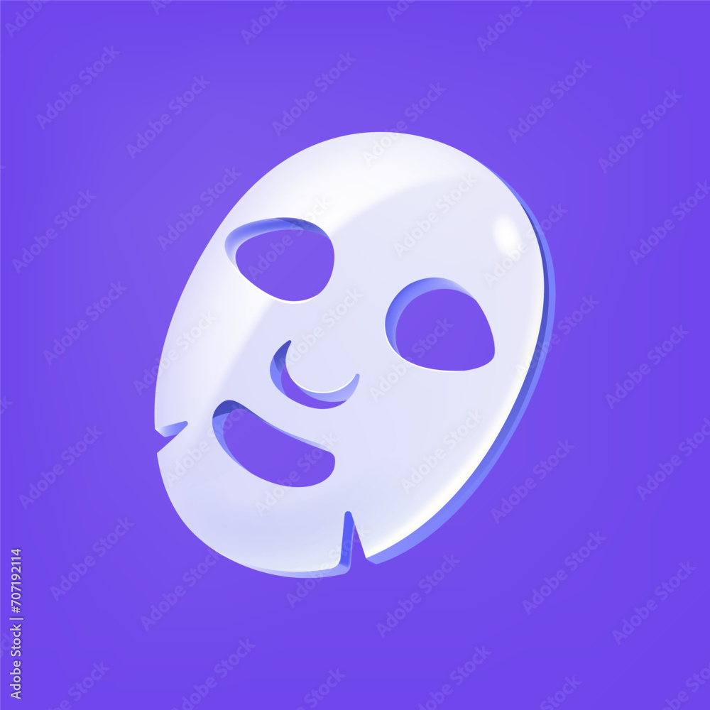 Fototapeta premium 3D face mask sheet icon isolated on a blue background.