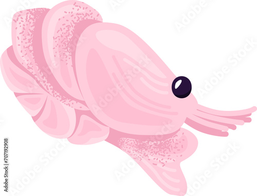 Pink cuttlefish cartoon underwater animal, cute cephalopod mollusk aquatic creature. Marine life and ocean fauna vector illustration. photo