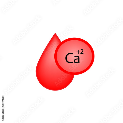 Calcium Ca electrolyte. Icon isolated on white background. Hypercalcemia and hypocalcemia. Calcium excess and deficit electrolyte disorders. Scientific design. Vector illustration.