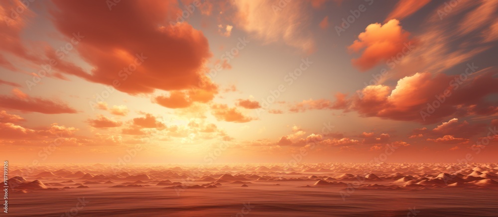 Abstract background of dramatic reddish orange sky in sunset sky. Sunset abstract background
