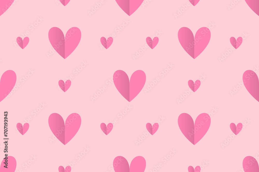 Seamless Pink Heart Pattern Background. Happy Valentine's Day. Vector Illustration. Card. Wallpaper. Banner. Backdrop