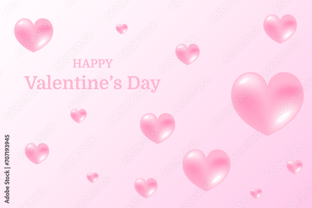 Happy Valentine's Day Lettering Text Background With Red Heart. Vector Illustration. Card. Wallpaper.  Banner. Backdrop