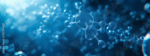 3d molecules on a blue background close-up