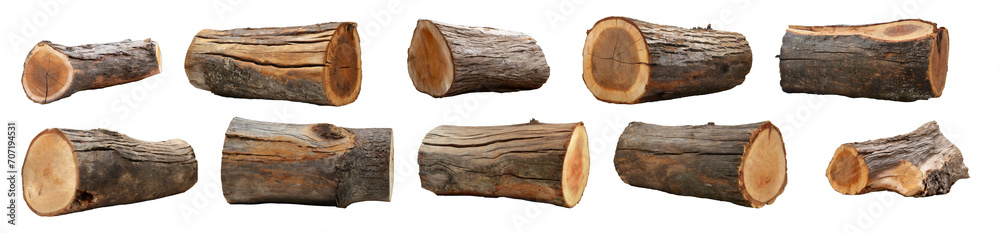Collection of wooden logs, isolated on transparent background. Collection of wooden logs, isolated on transparent background.