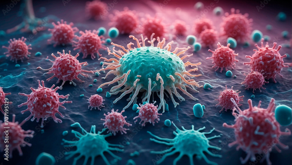 Closeup View of Bacteria and Cells from a Biological Organism Under a Microscope in a Laboratory Setting Closeup View of Bacteria and Cells from a Biological Organism Under a Microscope in a Laboratory Setting