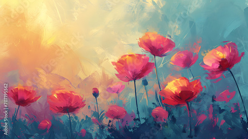 A vibrant painting of wild poppies dancing in a sun-kissed field, capturing the beauty and freedom of nature's art