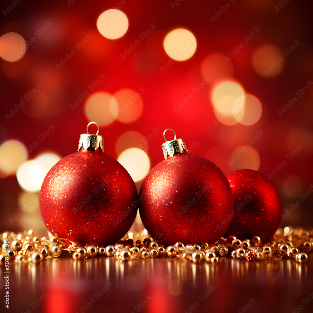 Enchanting holidays: bright red background, New Year's magic and warmth, created by AI Enchanting holidays: bright red background, New Year's magic and warmth, created by AI
