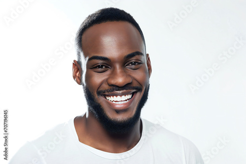 Portrait of a handsome black man smiling a white-hot smile photo