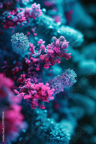 microorganisms close-up through a microscope