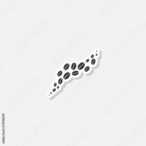 Coffee bean icon sticker isolated on gray background