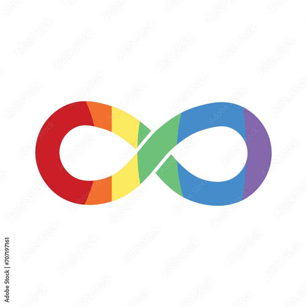 Infinity rainbow symbol with block colors. Autism pride symbol vector illustration. infinity sign in rainbow spectrum colors. Neurodiversity awareness and acceptance. Infinity rainbow symbol with block colors. Autism pride symbol vector illustration. infinity sign in rainbow spectrum colors. Neurodiversity awareness and acceptance.