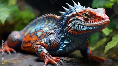 amazing reptile that changes different colors © Sm studio 